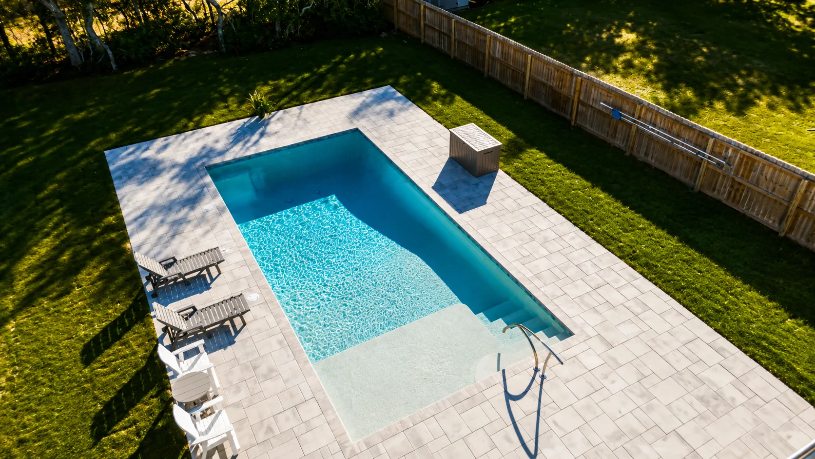 Completed custom swimming pool built by Neway Pools