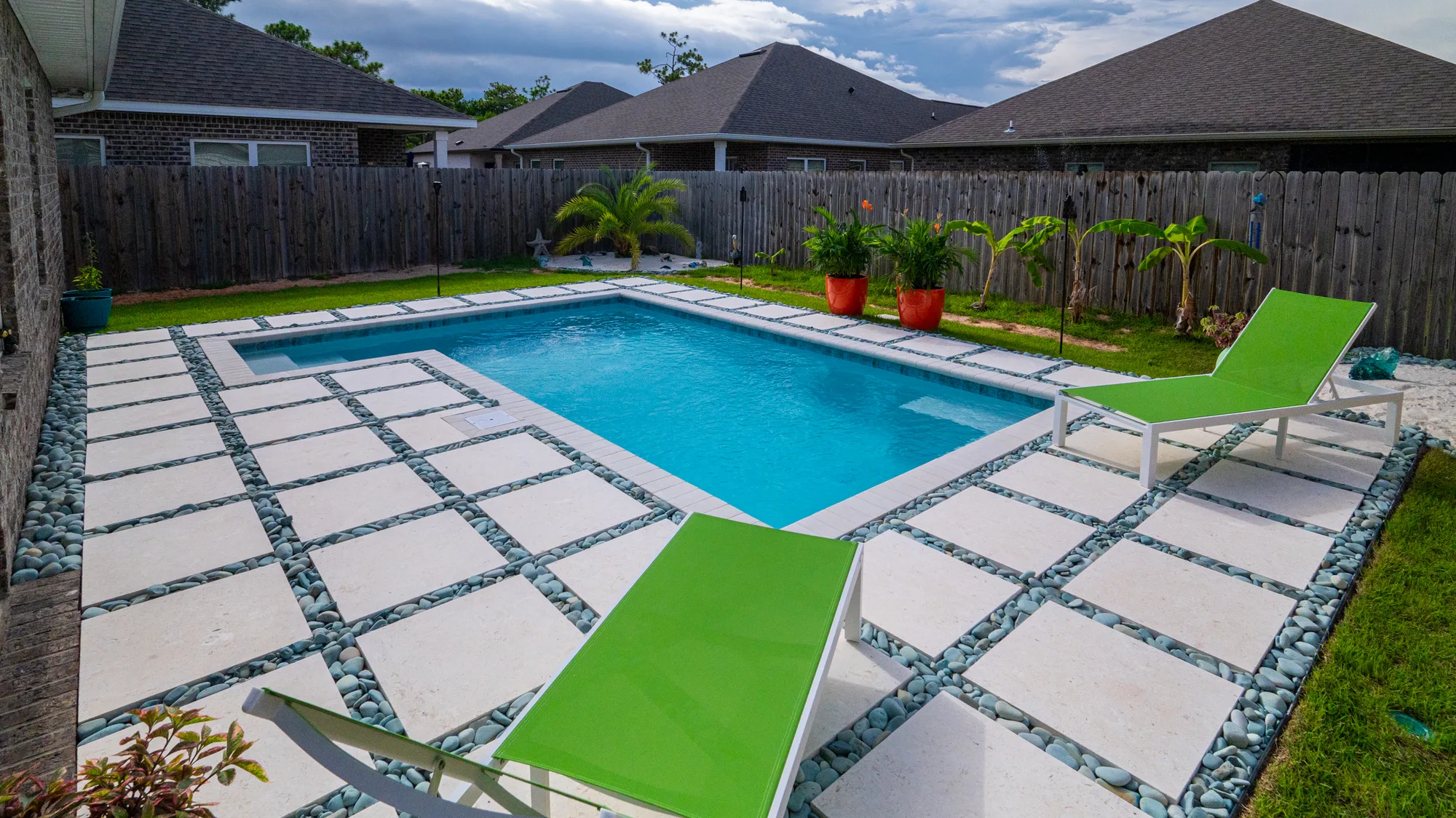 Completed custom swimming pool built by Neway Pools Completed custom swimming pool built by Neway Pools