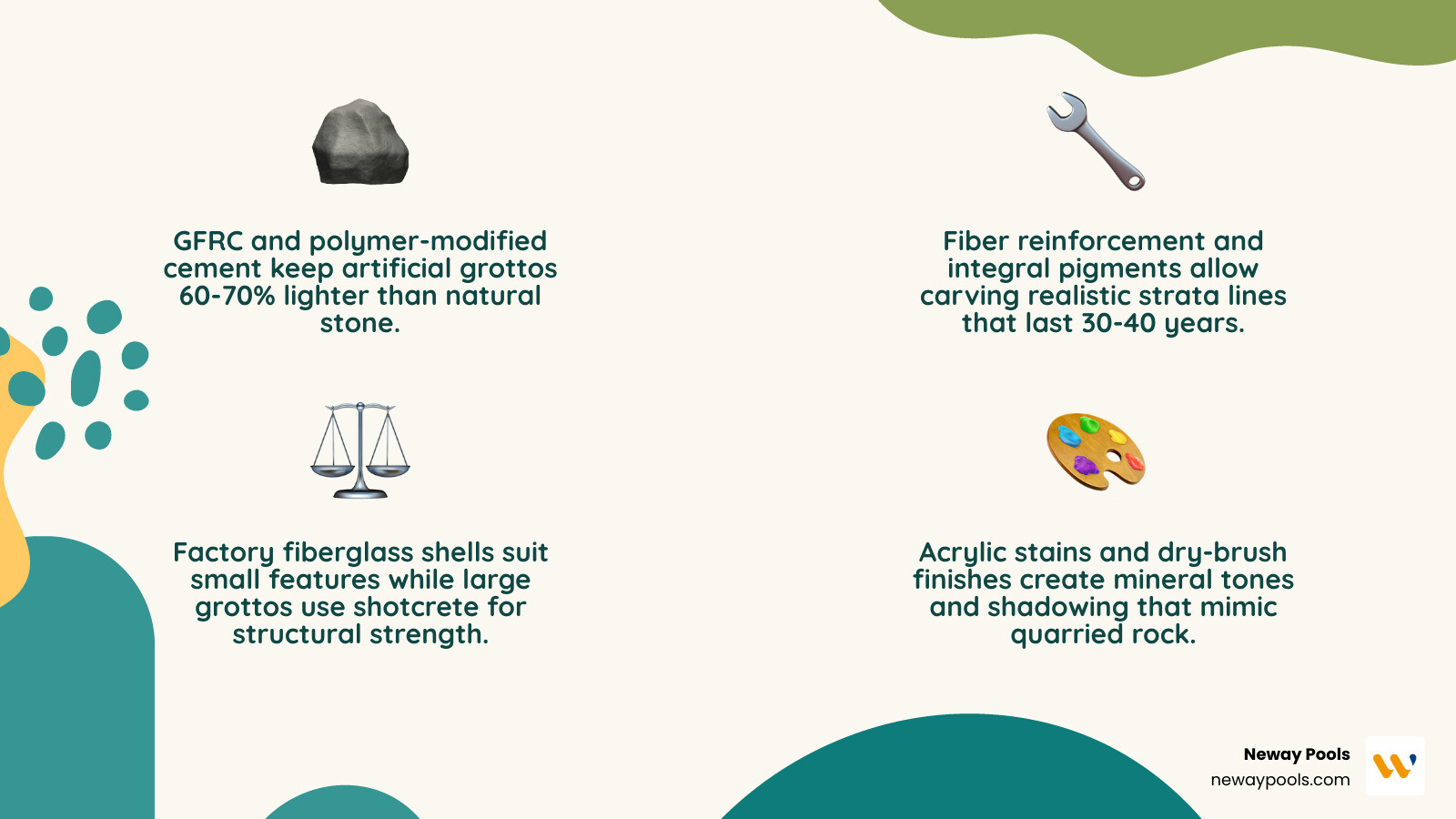 weight comparison artificial grotto vs natural stone grotto infographic