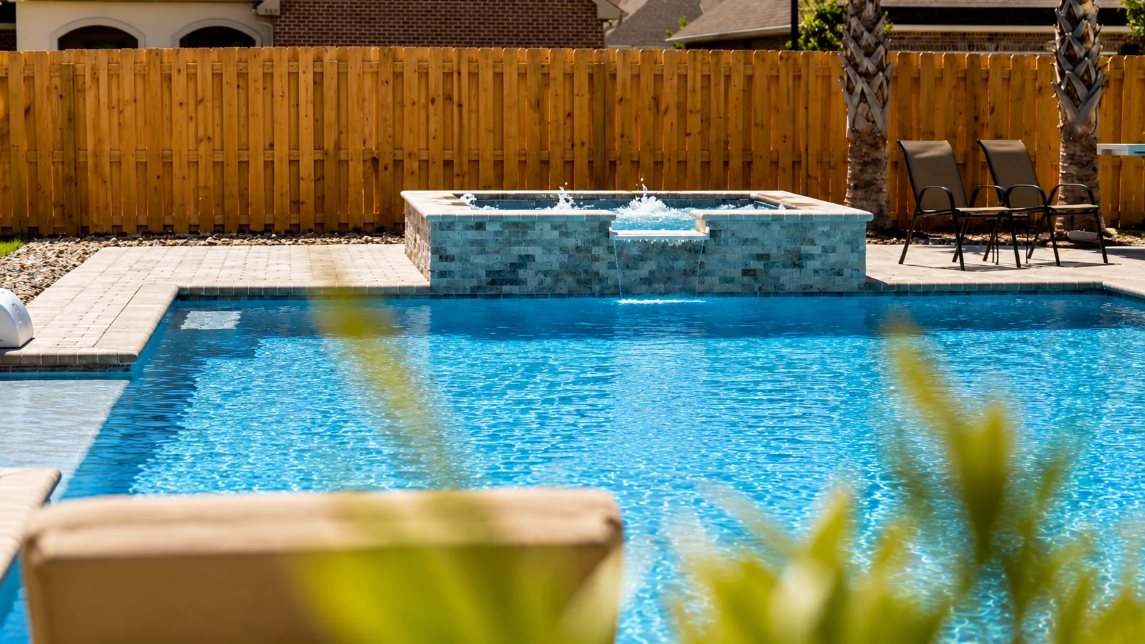 Completed custom swimming pool built by Neway Pools