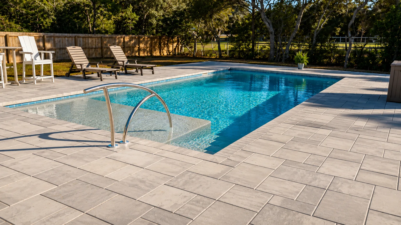 Completed custom swimming pool built by Neway Pools