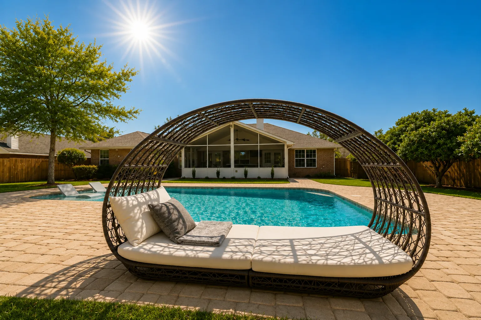 Completed custom swimming pool built by Neway Pools