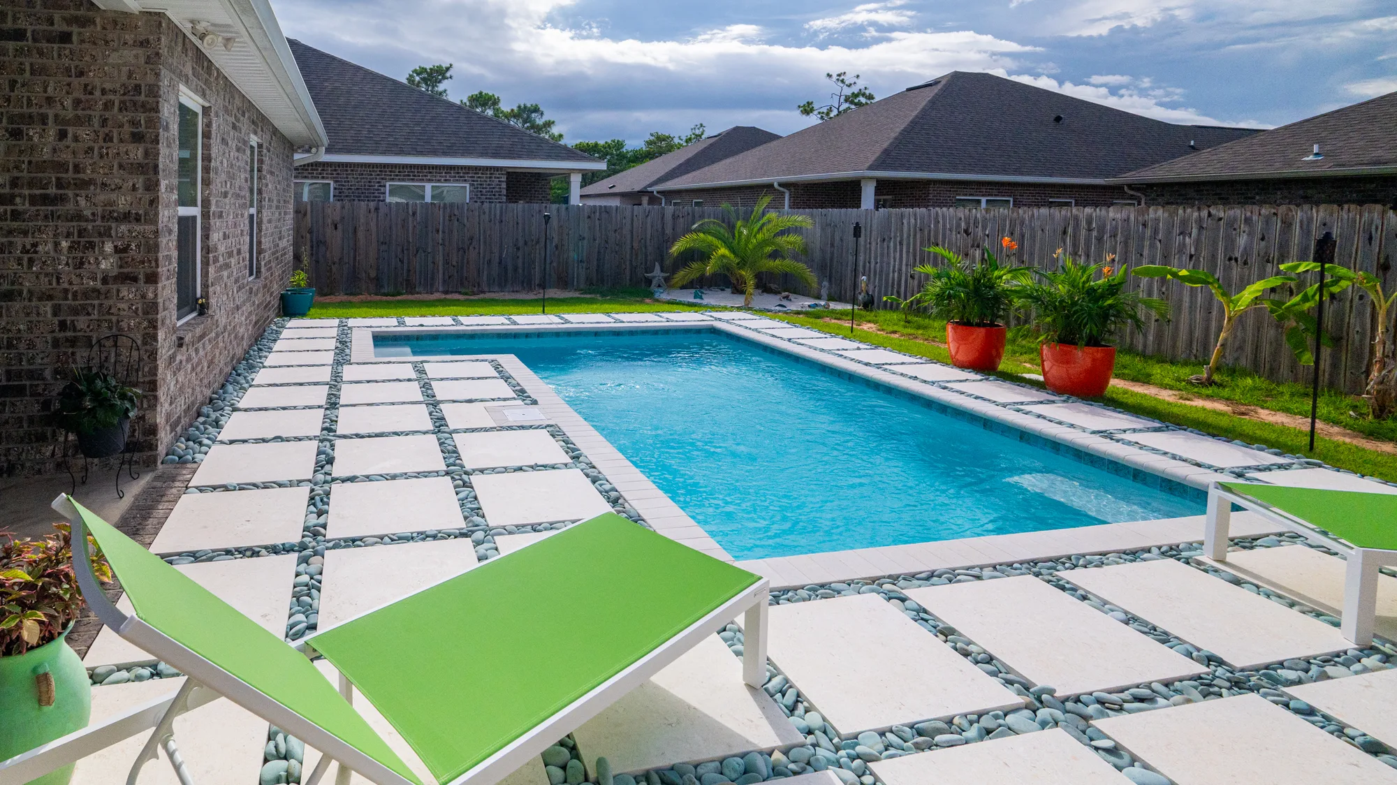 Completed custom swimming pool built by Neway Pools