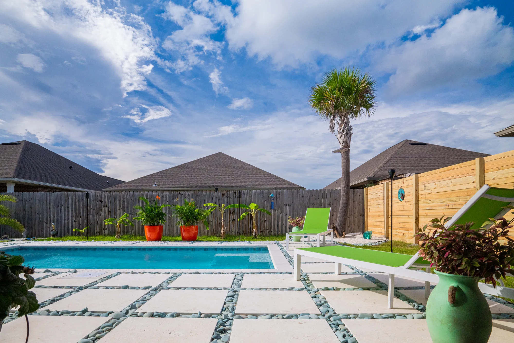 Completed custom swimming pool built by Neway Pools