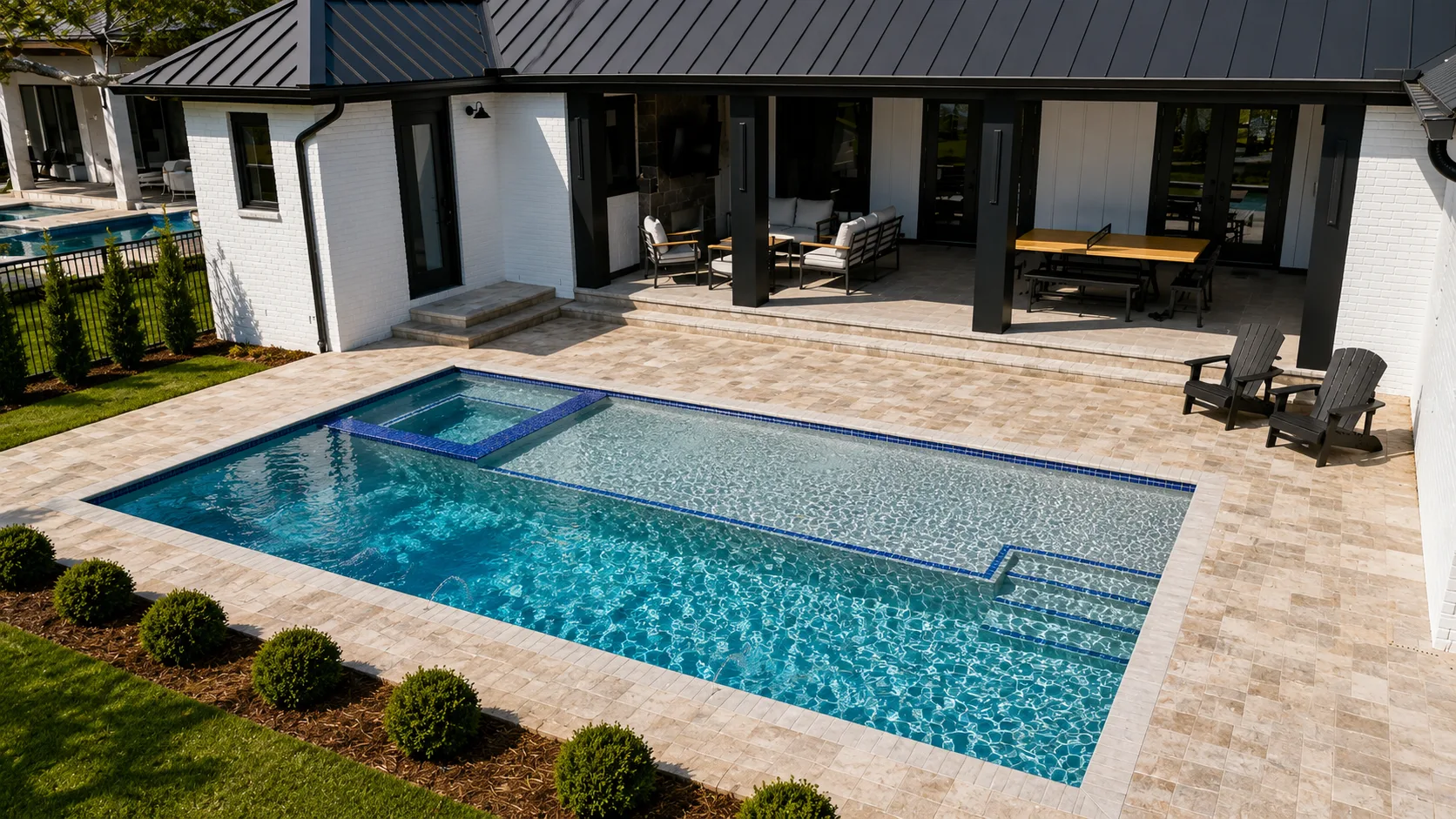 Completed custom swimming pool built by Neway Pools