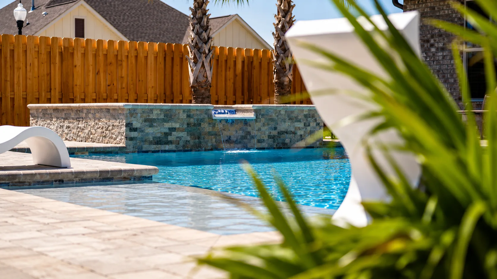 Completed custom swimming pool built by Neway Pools