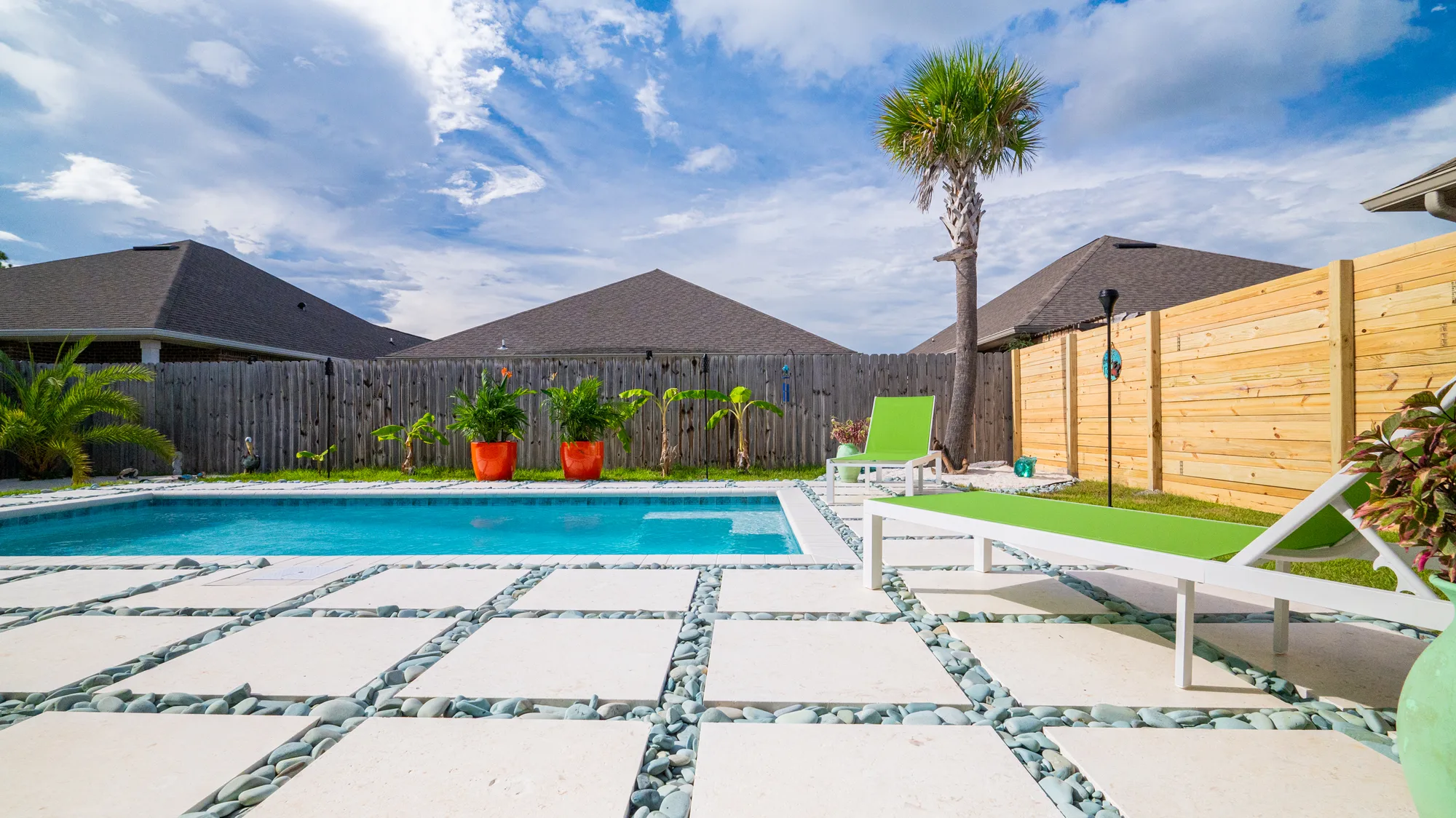 Completed custom swimming pool built by Neway Pools