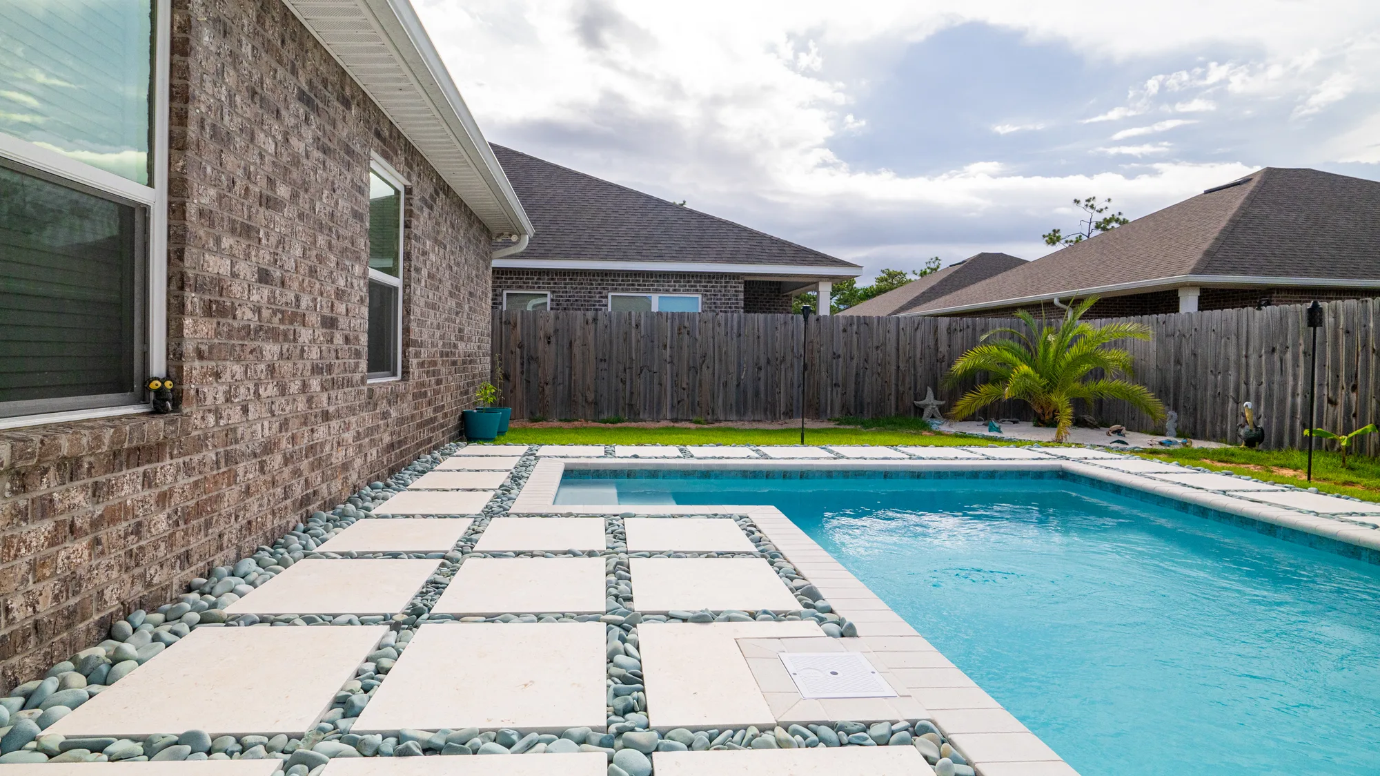 Completed custom swimming pool built by Neway Pools Completed custom swimming pool built by Neway Pools