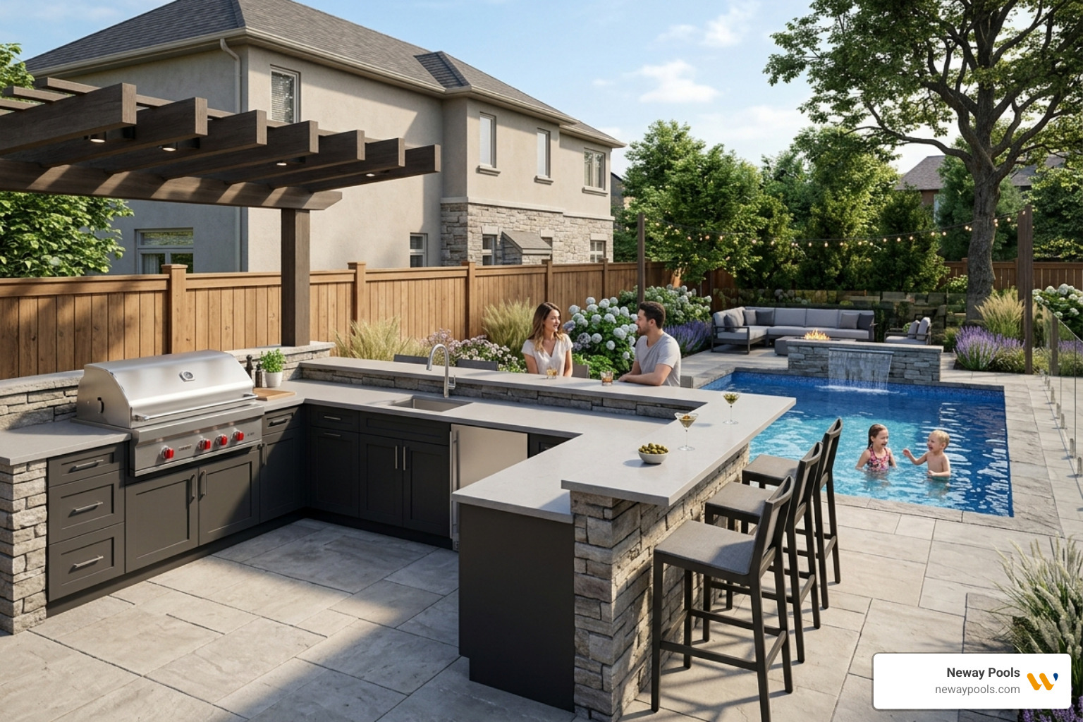 3D digital rendering of a custom backyard outdoor kitchen project - backyard outdoor kitchen builders 3D digital rendering of a custom backyard outdoor kitchen project - backyard outdoor kitchen builders