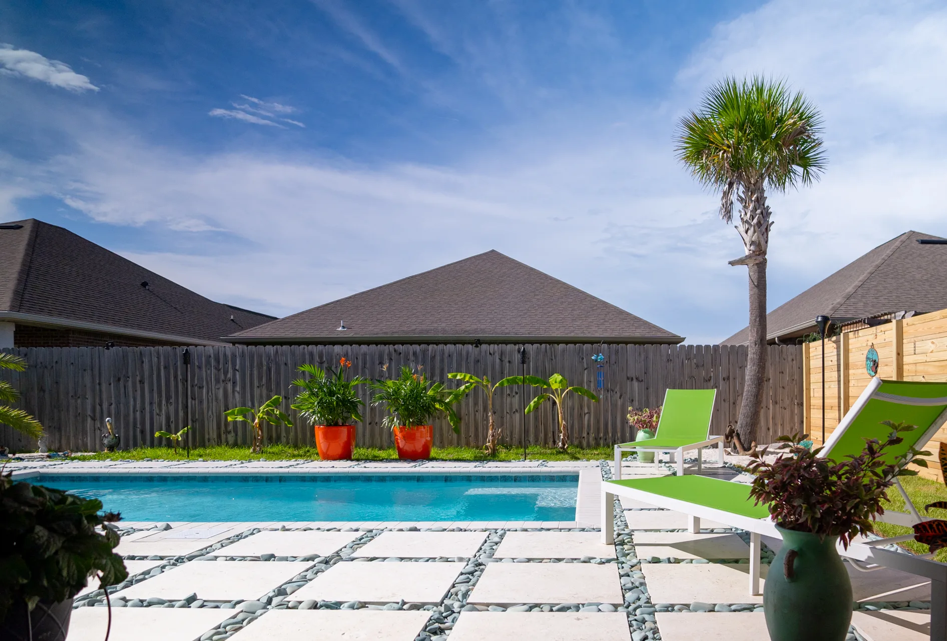 Completed custom swimming pool built by Neway Pools