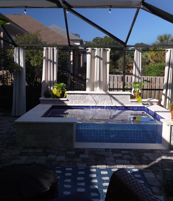spa, curtains, by bay county pool builder, neway pools in Florida
