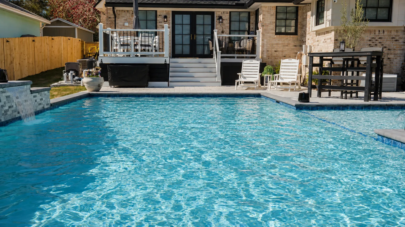 Completed custom swimming pool built by Neway Pools